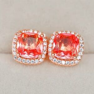 NWOT Rose Gold Pink Yellow Diamond CZ Embellished Studs